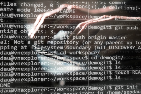 Hacker using laptop