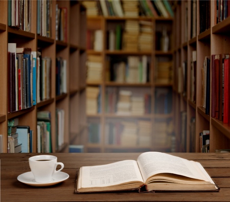 Old book on a bookshelf background.の写真素材