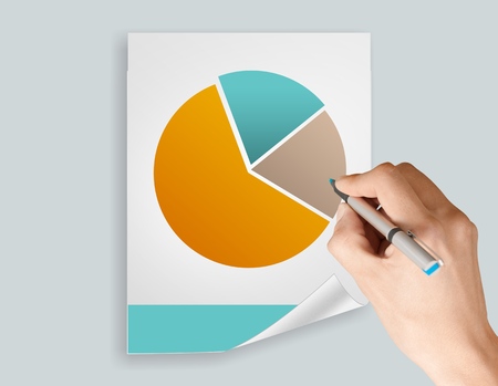 Infographics circle graph and handの写真素材
