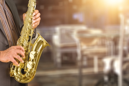 jazz musician playing the saxophoneの写真素材
