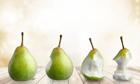 eating a tasty ripe pearの写真素材