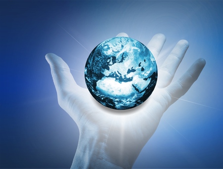 world domination; the future is in your handsの写真素材