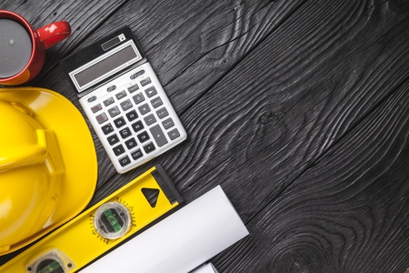 engineer desk background ,project ideas conceptの写真素材