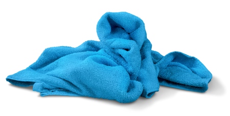 Clean Blue Towel isolated on whiteの写真素材