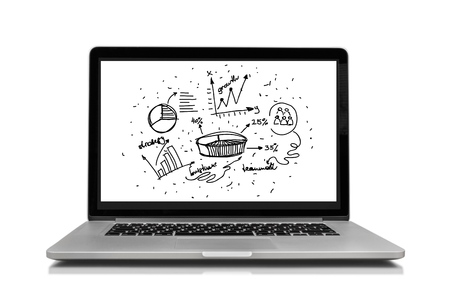Graphs and charts elements on laptopの写真素材