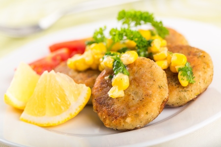 Swordfish with mango salsaの写真素材