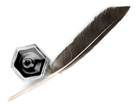 Feather Quill and Inkwellの写真素材