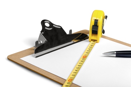 Blank Clipboard with Measuring Tapeの写真素材