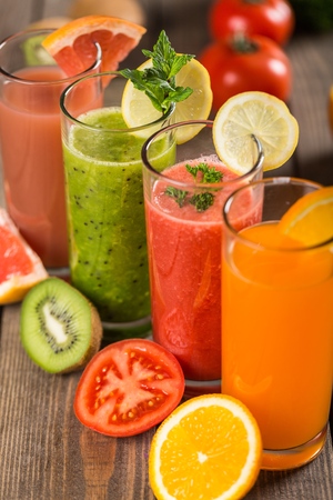 Colorful Fresh fruit Smoothieの写真素材