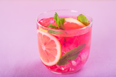Cold Fresh Pink Lemonade Drink