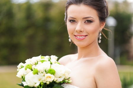 Happy Bride on the White Backgroundの写真素材