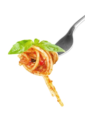 Spaghetti tomato sauce and parsleyの写真素材