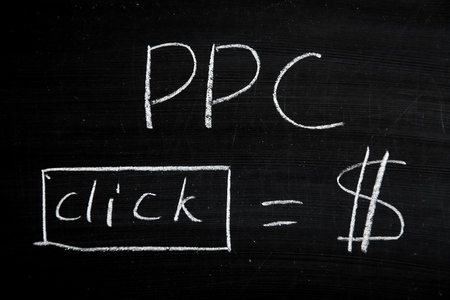 PPC,pay per click written on blackboardの写真素材
