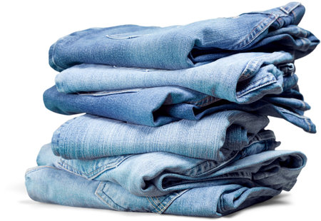 folded denim jeansの写真素材
