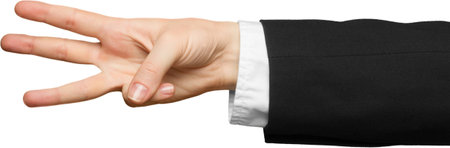 Hand holding up three fingers - isolated image