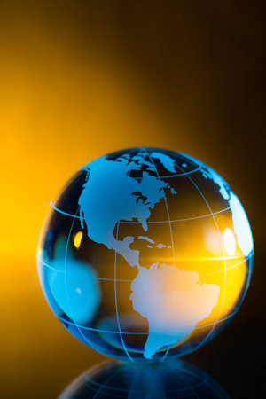 Glass Blue Globeの写真素材