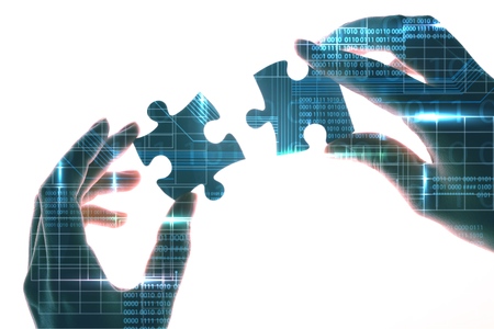 Communication contact Puzzle in hand