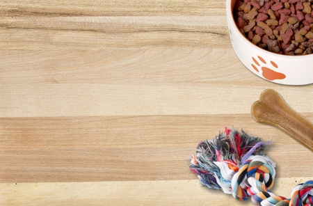 Dog care items on a floorの写真素材