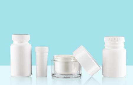 collection of  various beauty hygiene containers on white background. each one is shot separately