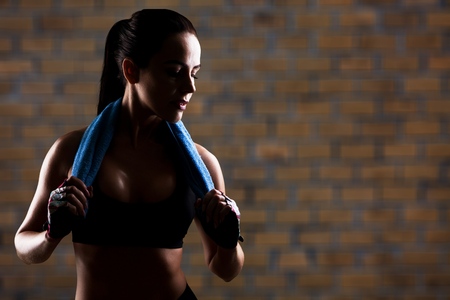Woman after gym workoutの写真素材