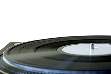 Vinyl Record in a Gramophone - Close Up