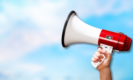 Make your announcement. Mixed mediaの写真素材