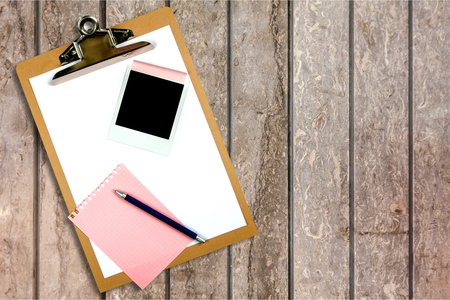 Selection of clipboards with attachmentsの写真素材