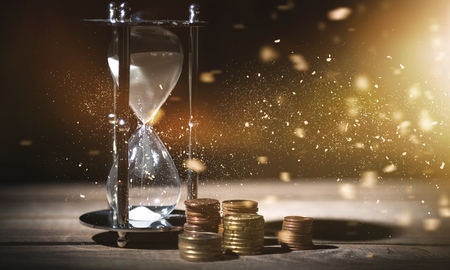 Hourglass as time passing concept for business