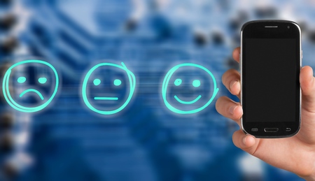 hand touching phone mobile screen isolated on white, mock up smartphone blank screenの写真素材