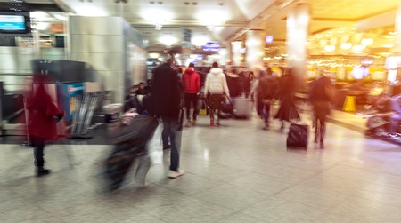 People at modern airport lounge terminalの写真素材