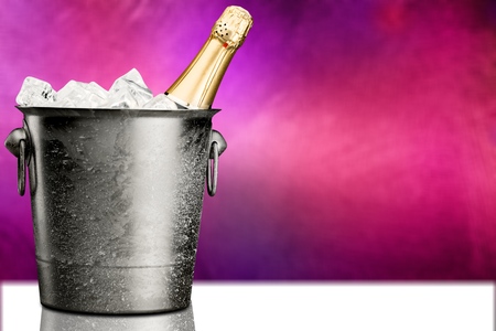 Bottle of Champagne in Ice Bucketの写真素材