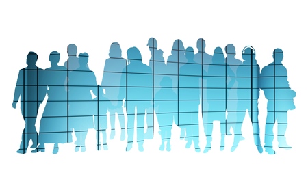 Silhouettes of a group of doctors isolated on a white backgroundの写真素材