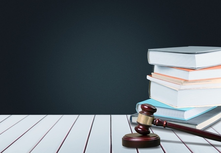 Open law book on table