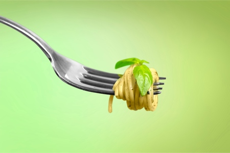 Spaghetti Pasta on Forkの写真素材