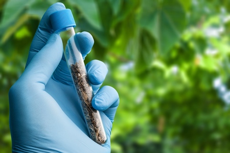 Science hand with test tubeの写真素材