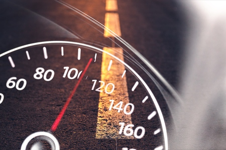 Modern car speedometer on backgroundの写真素材