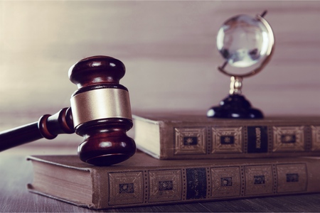 High Angle View Of Judge Gavel Andの写真素材