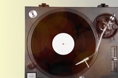 Modern vinyl player, close-up view