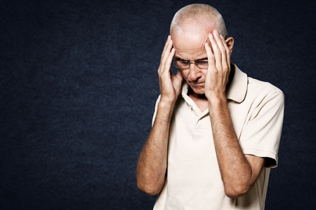 Seniors portrait of sad old caucasian man