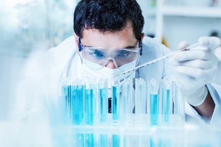 Scientist man working at the laboratoryの写真素材