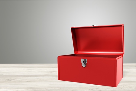 Open - closed red toolboxの写真素材