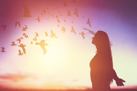 Freedom feel good and travel adventure conceptの写真素材