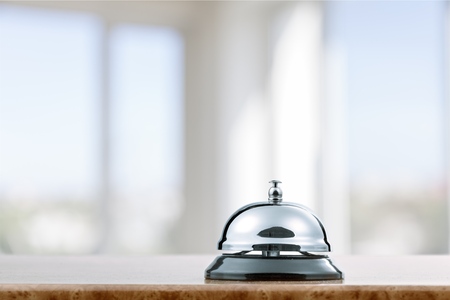 Vintage hotel reception service desk bell.の写真素材