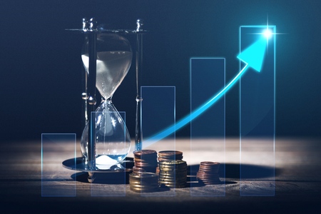 Sand Hourglass and financial illustrationの写真素材