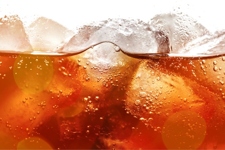 Cola With Ice Cubes In Glass Close-upの写真素材