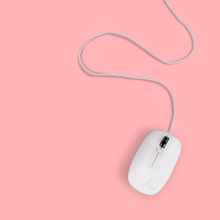 Simple white computer mouseの写真素材