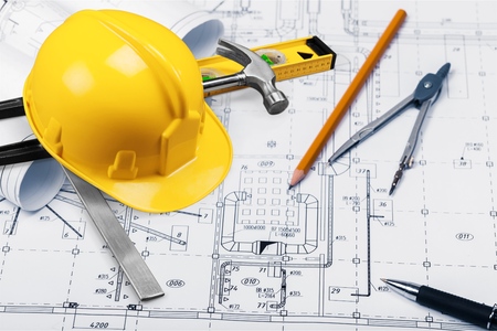 man and open book with building construction on white use  for multipurpose about construction and architectureの写真素材