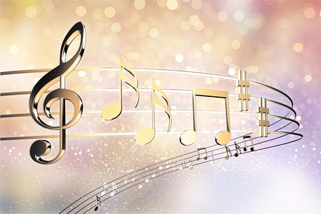 Golden Notes on note backgroundの写真素材