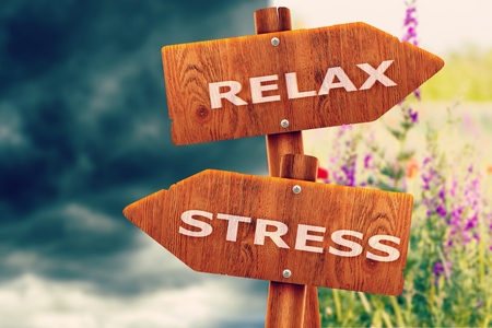 Relaxed x Stressed creative sign, different directions.