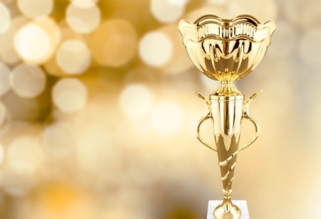 Golden trophies object on backgroundの写真素材